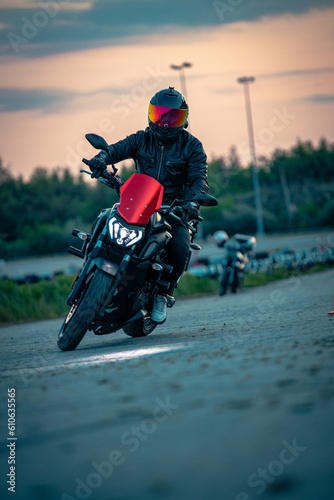 Motorcycle track training routine motorsport. Tracking shot motion blurTransportation, moto Yamaha race bikes  © VSorin