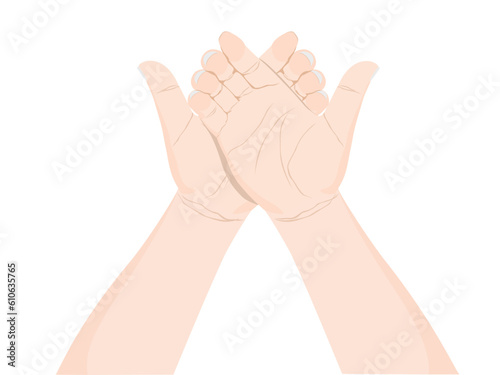 Male hands on a white background.