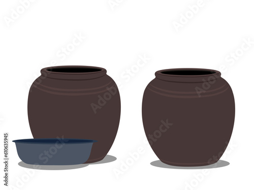 Clay jar on white background.
