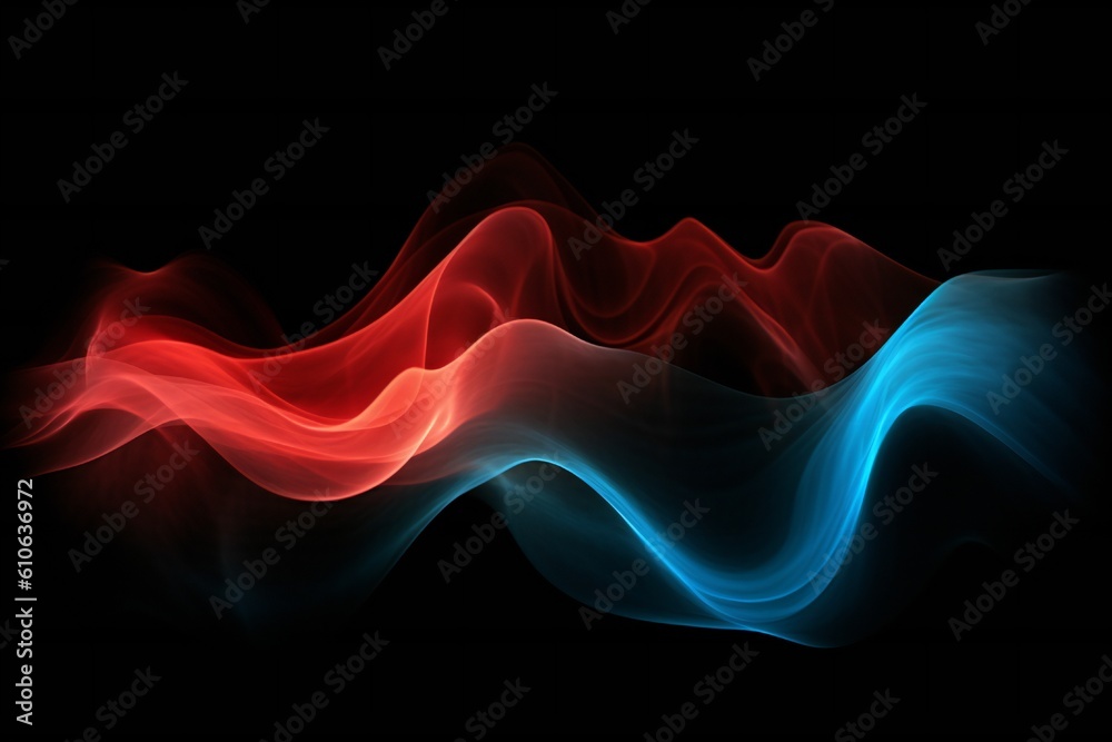 Fototapeta premium Light soft air wave background in red hot and cold blue