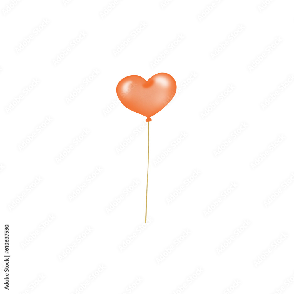 Watercolor orange heart shaped lollipop isolated on white