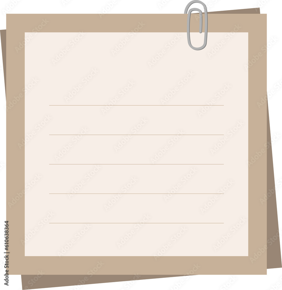 brown sticky note with paper clip