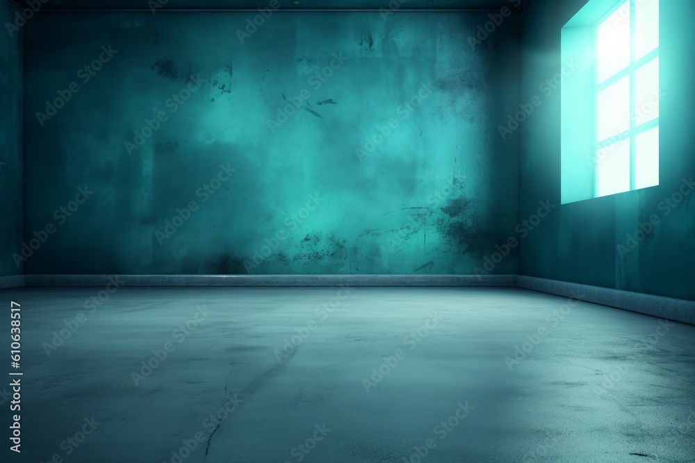 Artistic studio wall background in tones of blue, Generative ai
