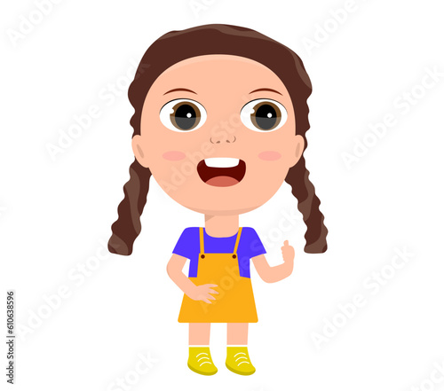 little girl boy show ok okey liking accept agreement rejoicing with thumb up primary school kindergarten education concept
