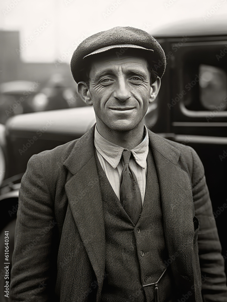 A man in the 1920's poses for the camera.