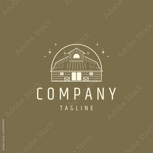 Retro hipster barn house logo design vector illustration