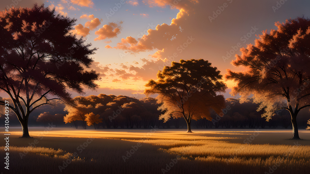 Fototapeta premium Sunset over trees