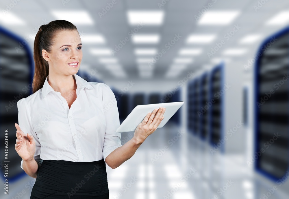 Portrait of a Beautiful smart Female Using digital Tablet Computer Portrait of a Beautiful smart Female Using digital Tablet Computer