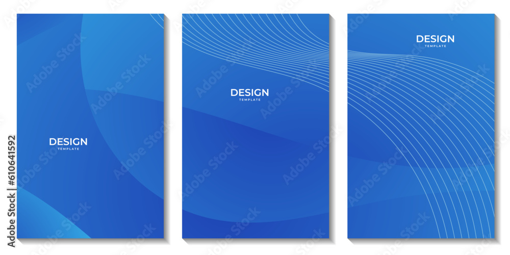 set of flyers with abstract blue wave background for business Stock ...