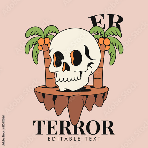 skull groovy summer illustration