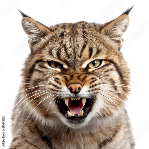 Angry wildcat lynx head isolated - Generative AI photo