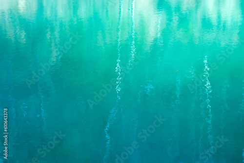 Abstract turquoise background. The surface of the blue lake.