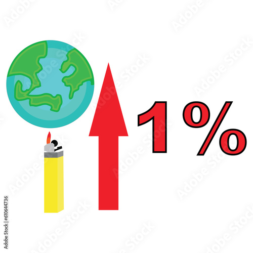 Illustration of global warming fire and earth