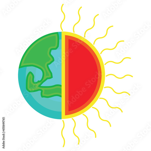 Illustration of global warming fire and earth, part 4