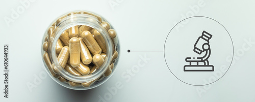 Drug research, the concept of safety of supplements in capsules, quality control of pharmaceutical companies