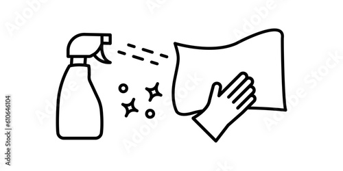 Comprehensive Surface Cleaning - Protective Measures - Icon. Line, outline design icon.