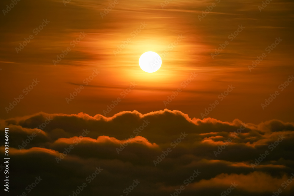 Beautiful sunrise sky from aerial view