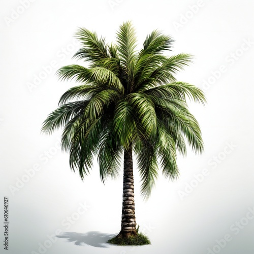 Tropical palm tree on white background Generative AI