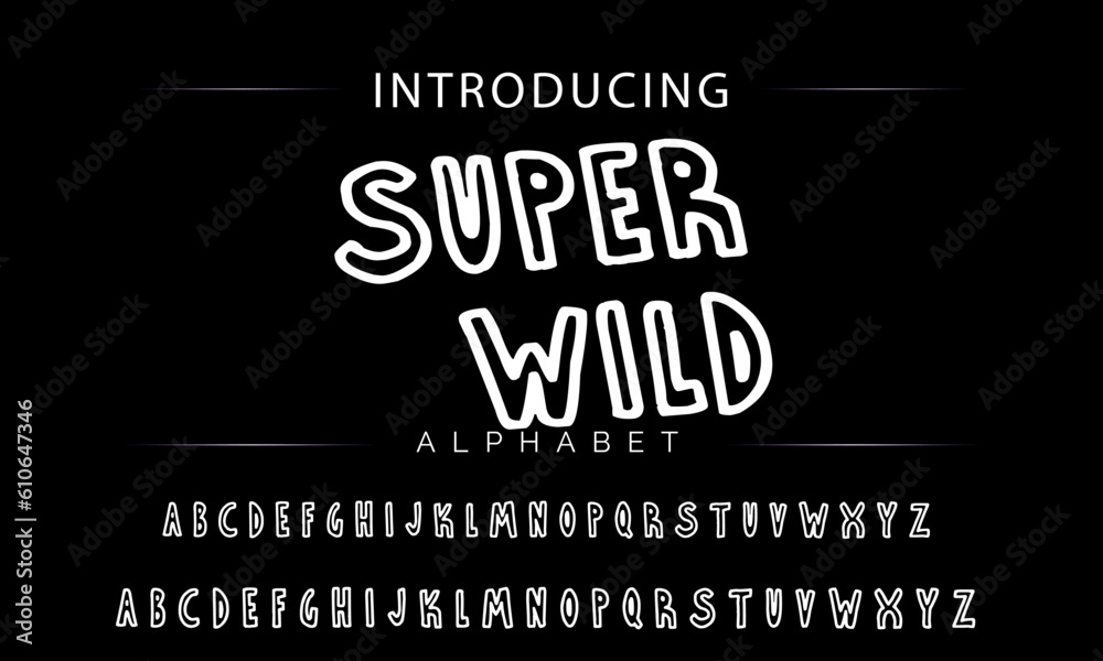 Super Wild Cartoon funny comics font. Hand drawn colorful letters ...