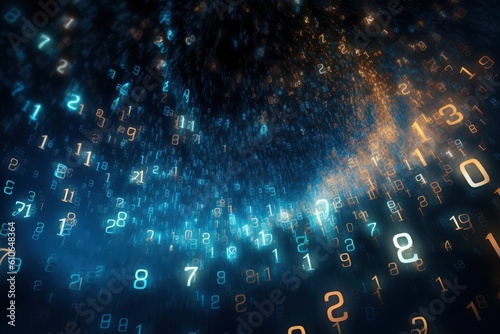 abstract background numbers floating in the air. Generative ai