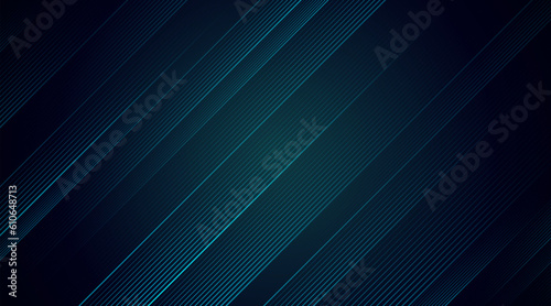 Abstract blue diagonal lines on dark background. Modern shiny stripe lines design. Futuristic concept. Suit for poster, cover, banner, brochure, business, presentation, flyer, web. Vector illustration