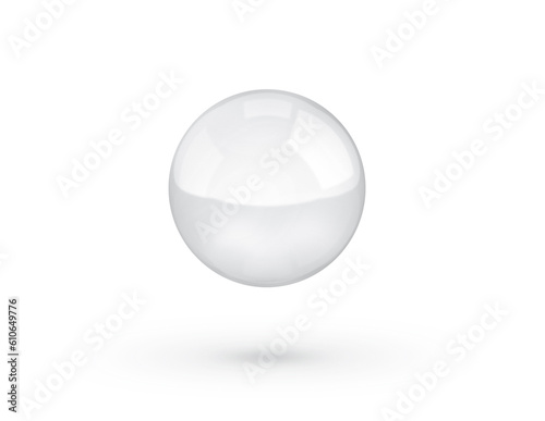 transparent crystal glass marble ball on white background