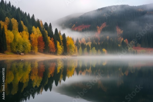 Autumn landscape in the mountains. Generative ai