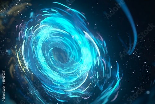 Electric Symphony: A Fantastic Light Animation with Colorful Electric Swirls and a Luminous Blue Background, Evoking a Mesmerizing Sky of Blue, Dark Blue, and Dark Green, Illuminated with Energizing S