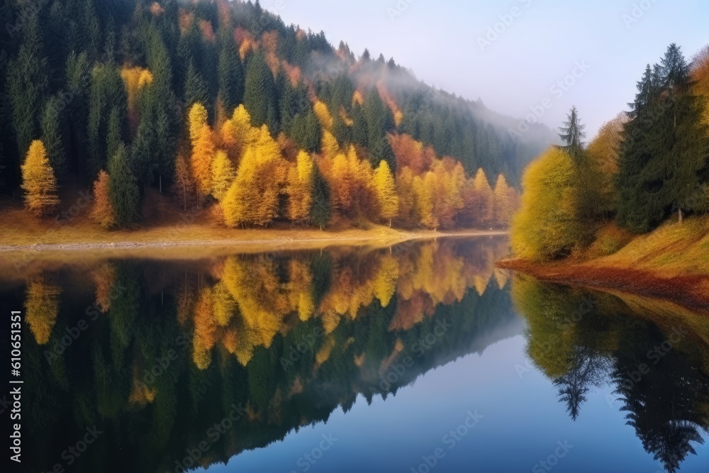 Fototapeta premium Autumn landscape in the mountains. Generative ai