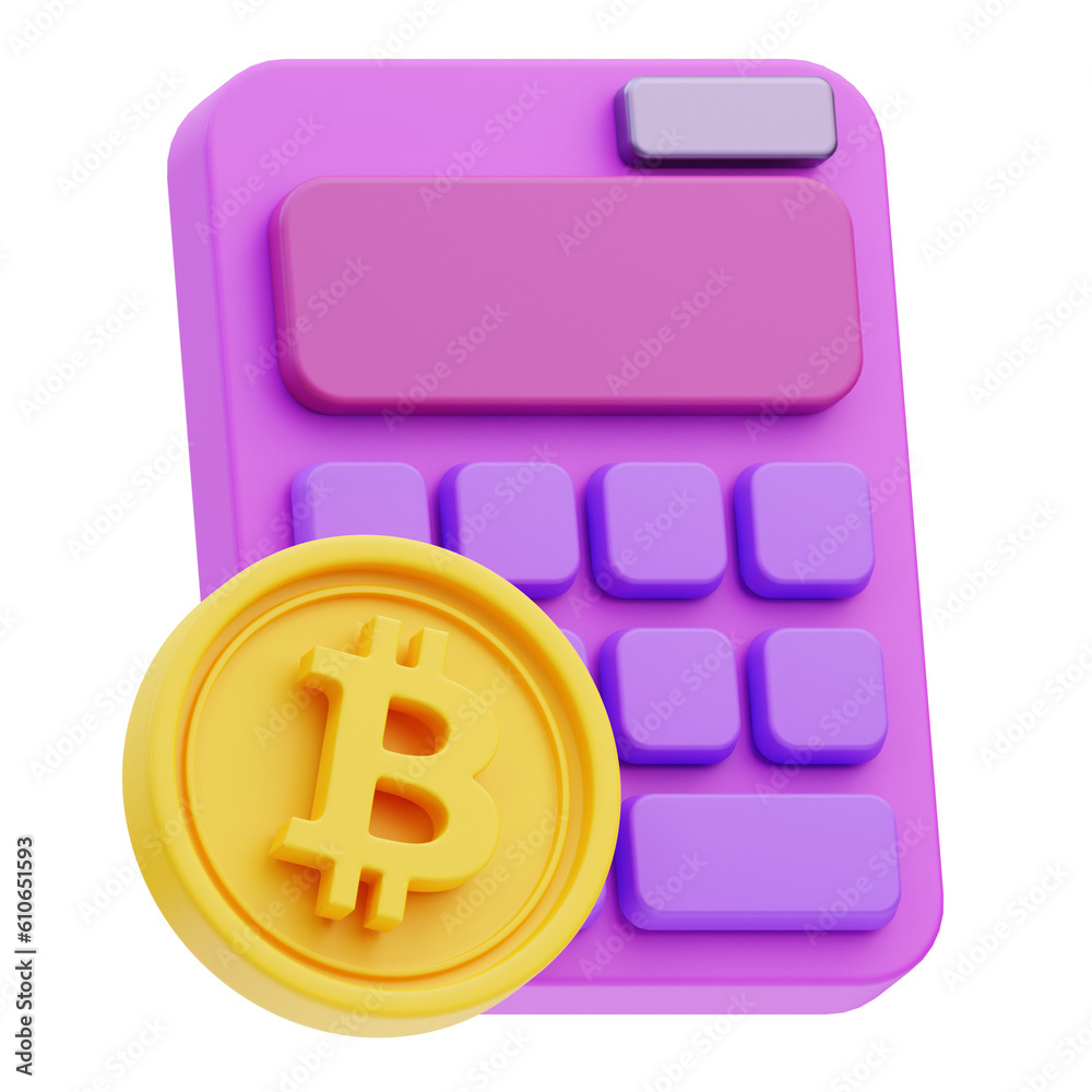 Calculator Cryptocurrency 3D Illustration Calculator Cryptocurrency 3D Illustration