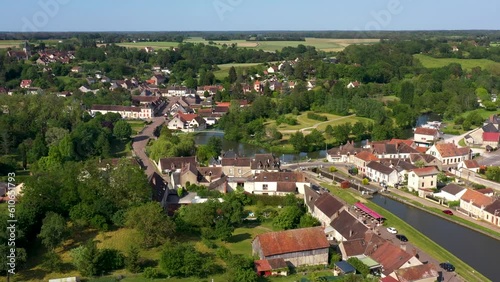 aerial view on Rogny les Sept Ecluses in Bourgogne photo