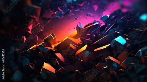 Abstract background with a crushing dark minimalist neon section