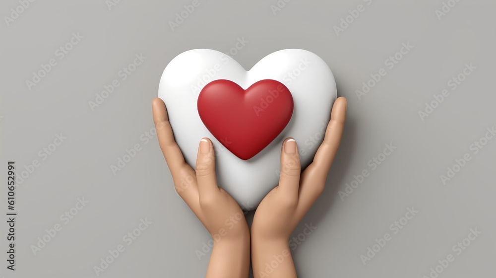 Hands gently holding a heart. This powerful symbol represents concepts such as love, compassion, care, health, and empathy, conveying a strong sense of humanity and kindness. Generative AI