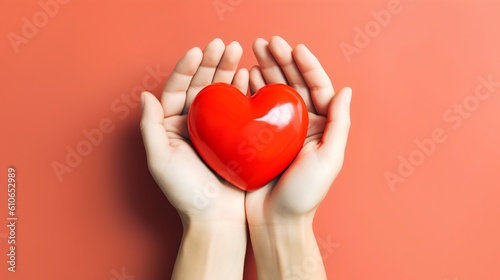 Hands gently holding a heart. This powerful symbol represents concepts such as love  compassion  care  health  and empathy  conveying a strong sense of humanity and kindness. Generative AI