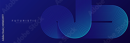 Blue abstract background with geometric lines. Retro style. Geometric stripy line art design. Modern shiny blue lines. Futuristic concept. Suit for cover, poster, banner, brochure, header, website