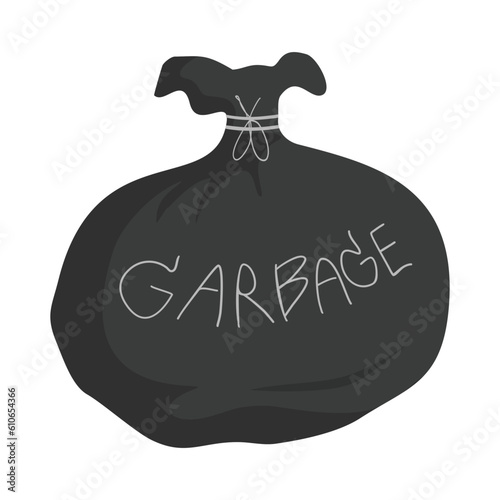 Garbage bag. Black disposable bin bag.