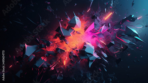 Abstract background with a crushing dark minimalist neon section