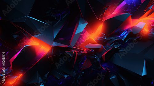 Abstract background with a crushing dark minimalist neon section