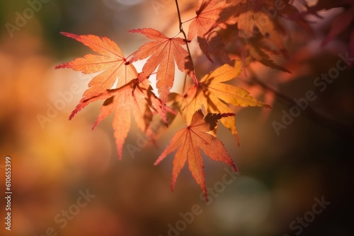 Autumn leaves very shallow focus. Generative ai