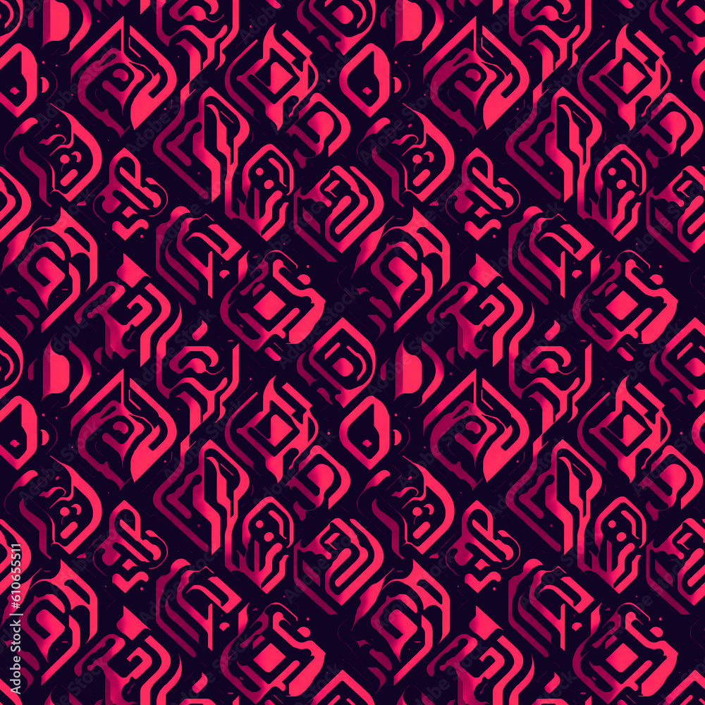Oriental ethnic lattice design in red and dark colors, seamless abstract background. Modern Luxury Graphic Ornament