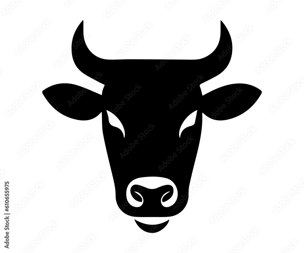 Cow Silhouette icon,Cattle Head Vector Illustration.Cattle logo template in trendy style