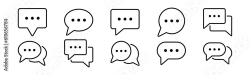 Chat icon vector set in line and flat style. Chat, talk, speech bubble icon symbol on white background with editable stroke for apps and websites. Vector illustration EPS 10