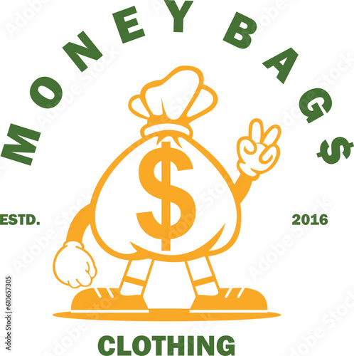 money bags flat vector illustration logos