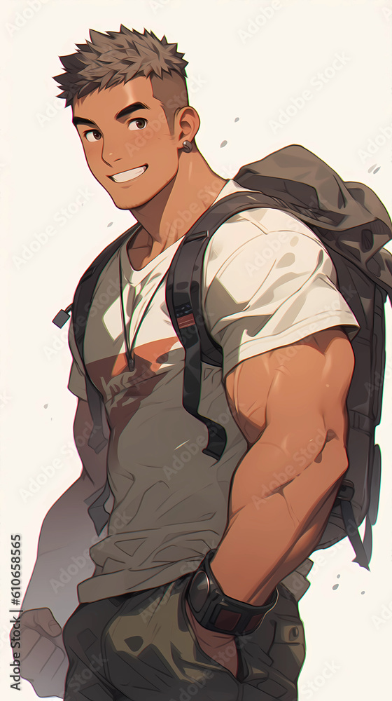 Muscular Anime Boy | Poster