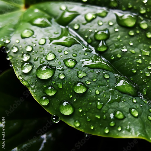 Green Leaves and Water Droplets
