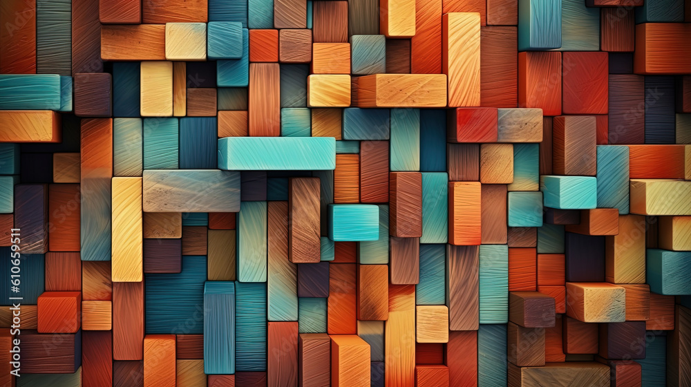 Beautiful illustration of carved wood blocks colorful abstract background wallpapers