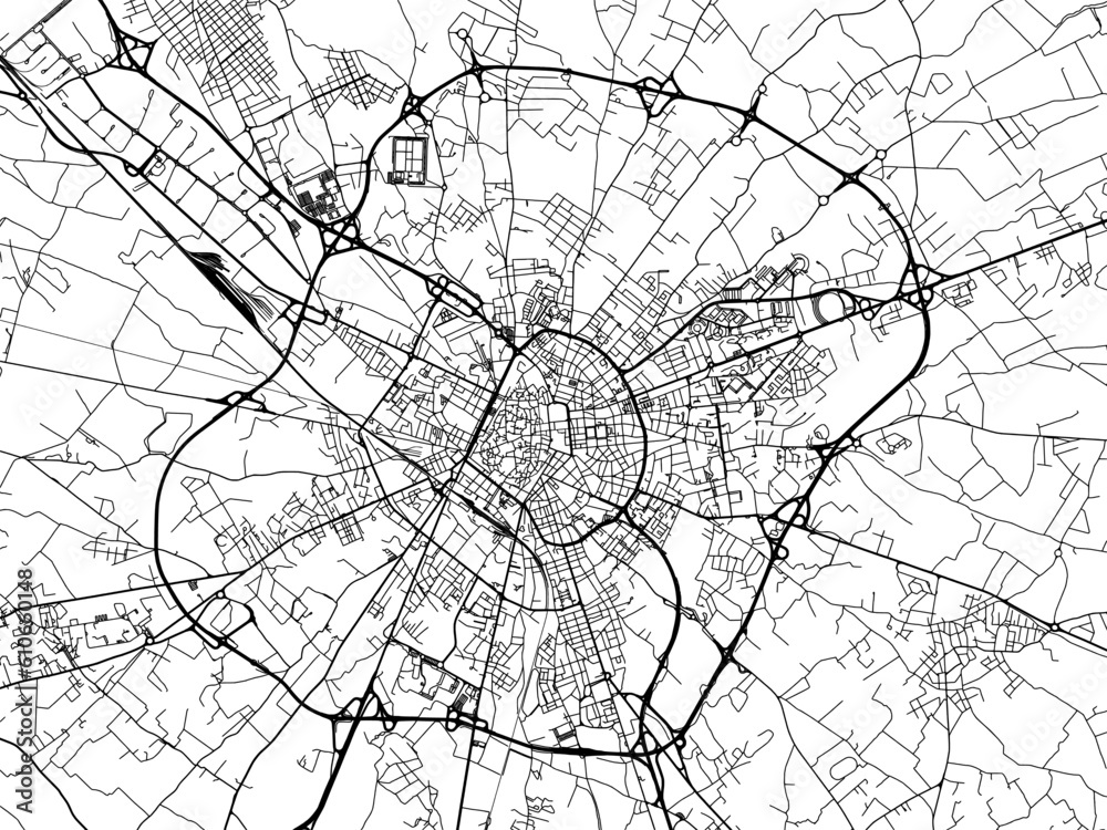 Vector road map of the city of  Lecce in the Italy on a white background.