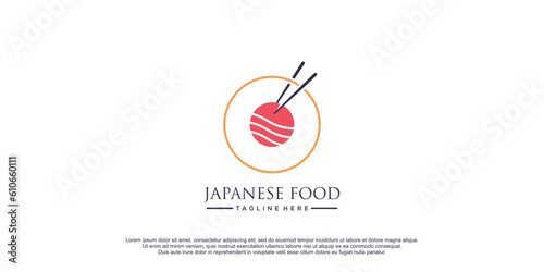 Japan food logo with creative style design idea concept for business