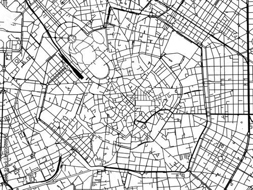 Vector road map of the city of  Milan Cetro in the Italy on a white background.
