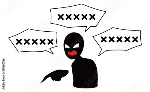 怒鳴りつける悪人イメージの人物と吹き出しの素材